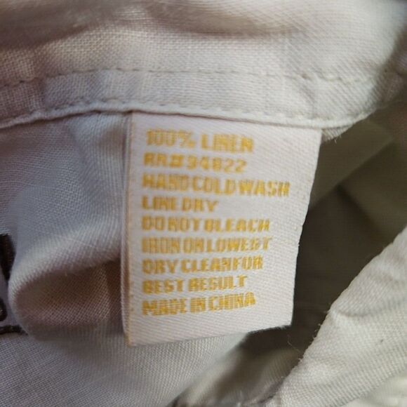 Bohio Linen Shirt Mens XL Summer Ivory White Short Sleeve - Picture 8 of 10